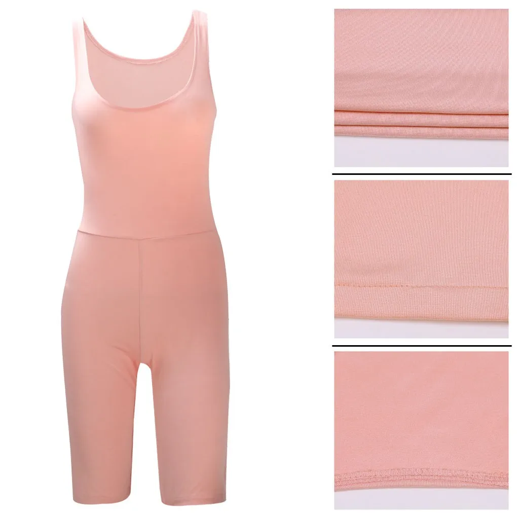

Womail jumpsuit Lady Green Pink Bodycon Rompers Women Jumpsuit sport Biker Playsuit Summer 2020 Sleeveless Fitness Rompers Short