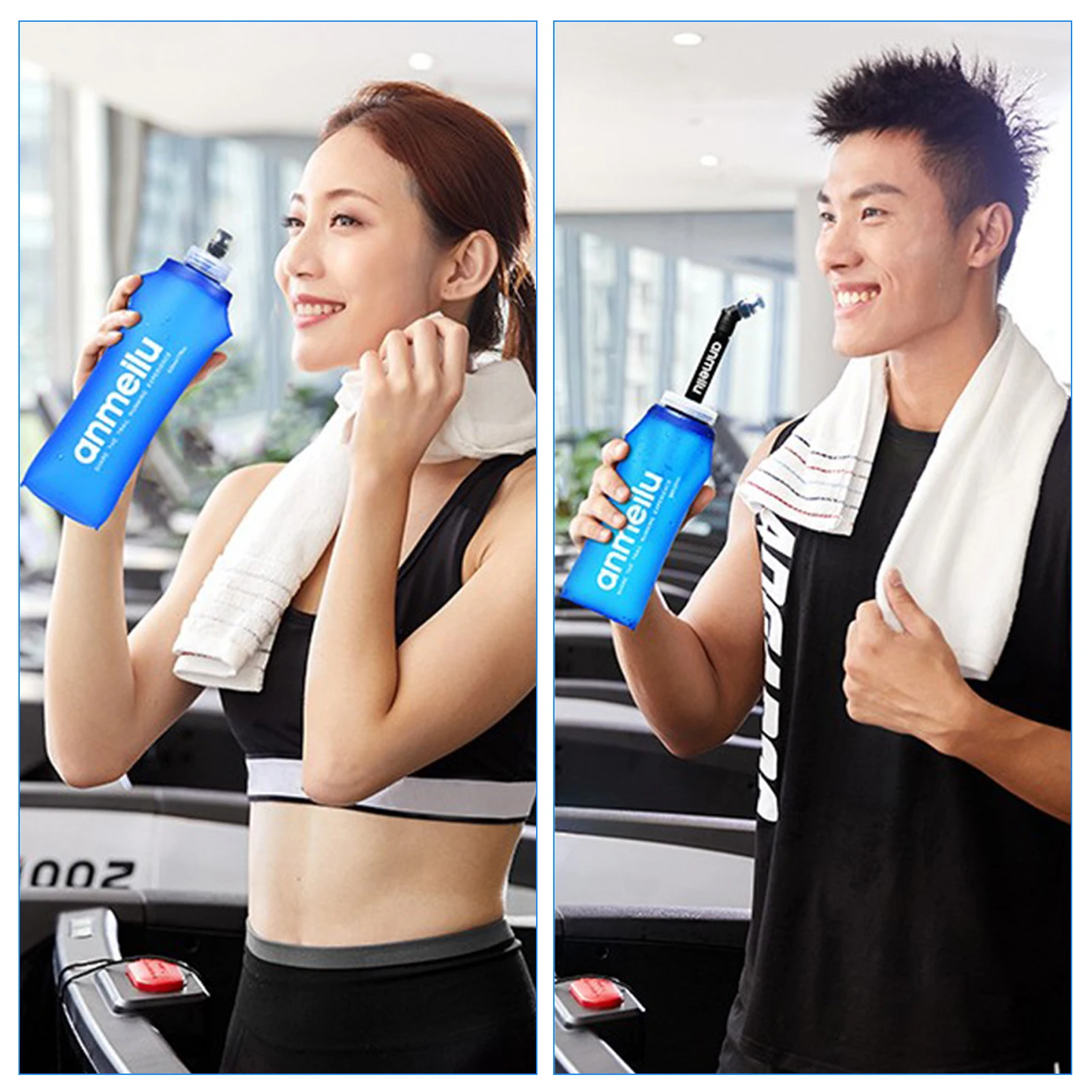 

Soft Water Bottle Food Grade Silicone Portable Sport Drinking Bottle With Straw Design For Hiking Climbing Running Cycling