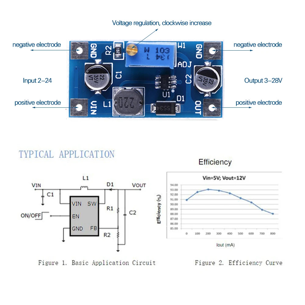 

2A DC-DC 2V-24V To 3V -28V Boost Step Up Volt Converter Power Supply Module