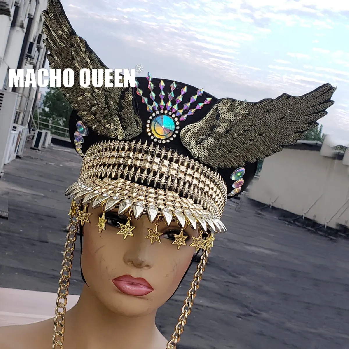 Костюм Drag Queen танцевальная шляпа DJ Gogo военные капитаны летняя голографическая