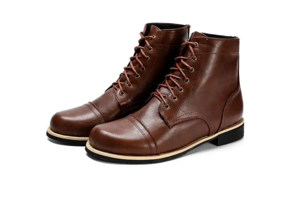 Туфли мужские классические в стиле милитари с круглым носком броги ковбойские