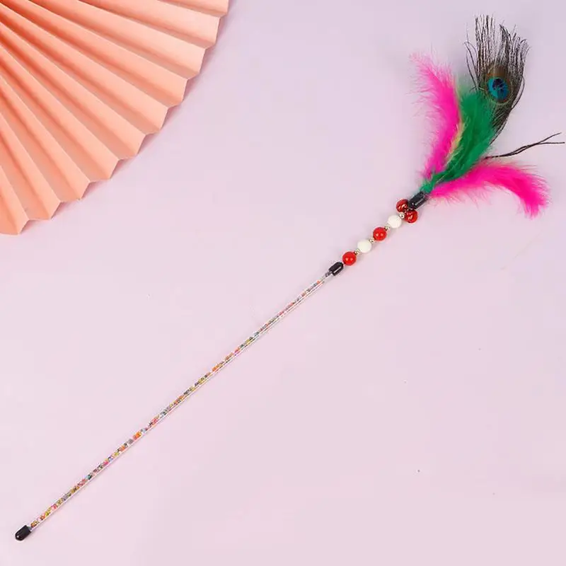 

Cat Interactive Toy Stick Feather Wand Toys Plastic Artificial Feather Kitten Toy Colorful Funny Cat Teaser Toy Pet Supplies