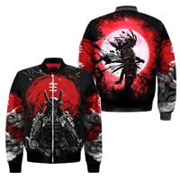 autumnwinter mens bomber jacket samurai oni mask tattoo 3d all over printed zip tracksuits unisex casual zipper jacket wp22