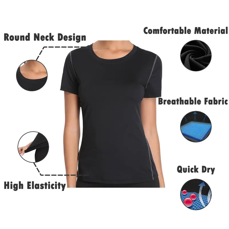 Joyshaper Повседневная Влагоотводящая спортивная одежда с коротким рукавом для