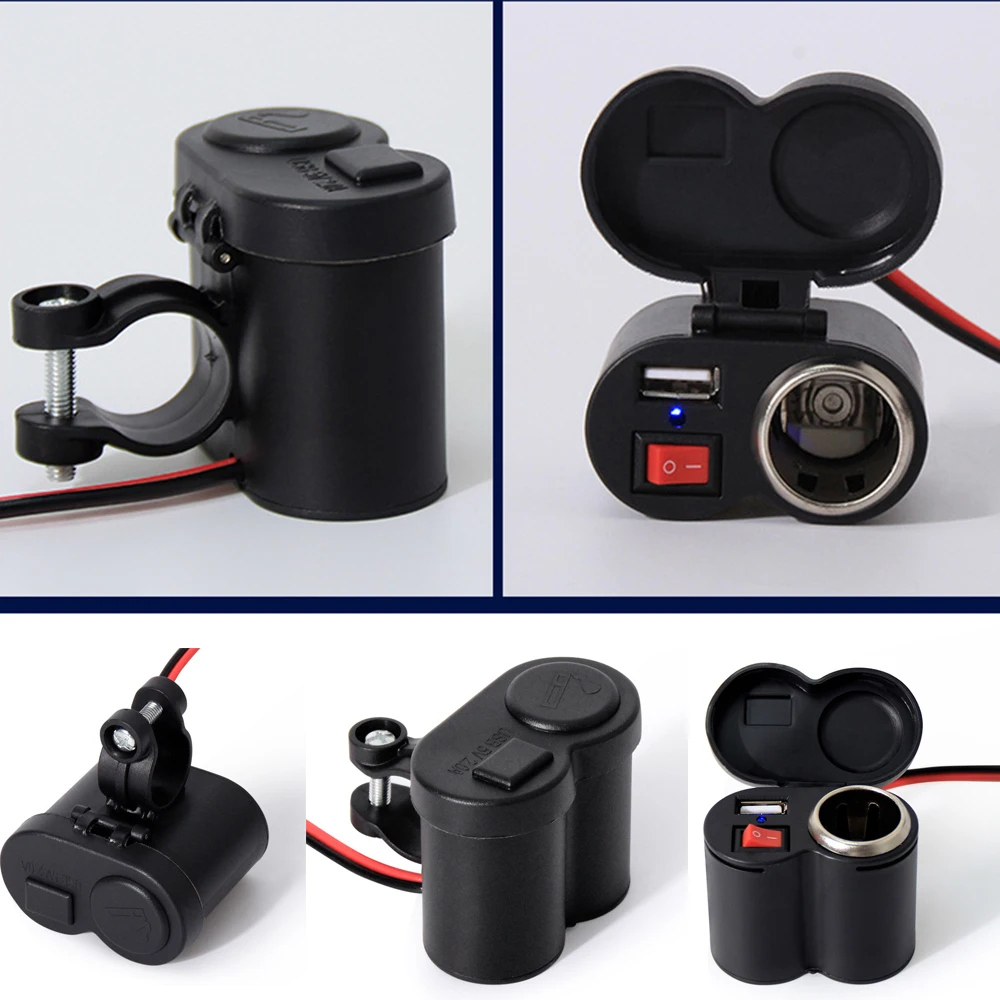 

Waterproof Auto Motorcycle USB Adapter Charger 12/24V Ignition Lighter Moto Charger For Mobile GPS Cigarette Lighter