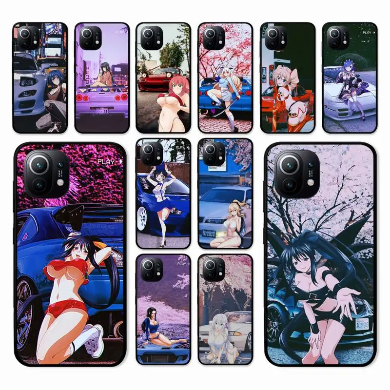 

Anime Girl JDM Sports Car Drift Phone Case For Xiaomi Mi Note 10 Pro 8 Lite 9 Se 10T 6X 6 5X 5 F1 Mix 2S Max 2 3 Cover