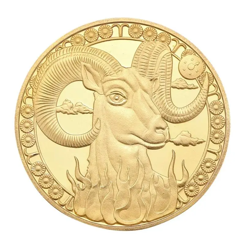 Aries Памятная монета 12 Созвездие позолоченный креативный и уникальный легкий и нежный подарок для творческой коллекции - Цвет: Aries