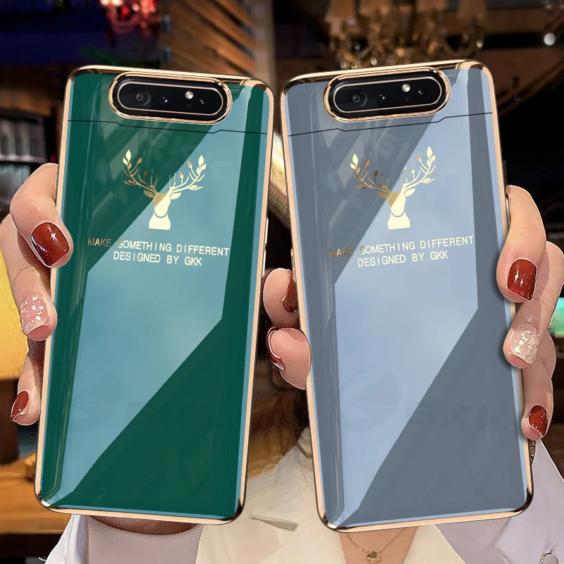 GKK Luxury Painted Plating Case For Samsung Galaxy A80 Case 360 Full Protection Lifting Protect Cover For Samsung A80 case funda