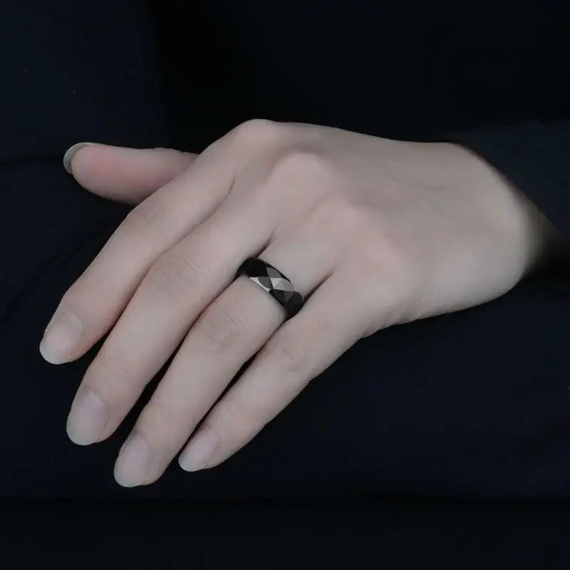 

Men Ring, Black Ceramic Dome Band Ring for Party Wedding Engagement, Free Shipping, Customized