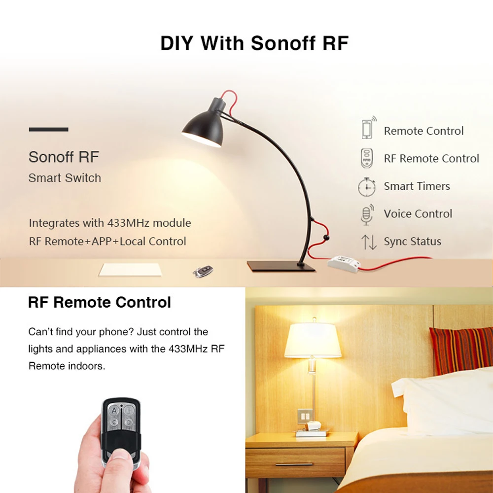 Беспроводной Выключатель SONOFF радиочастотный Wi Fi выключатель Модуль