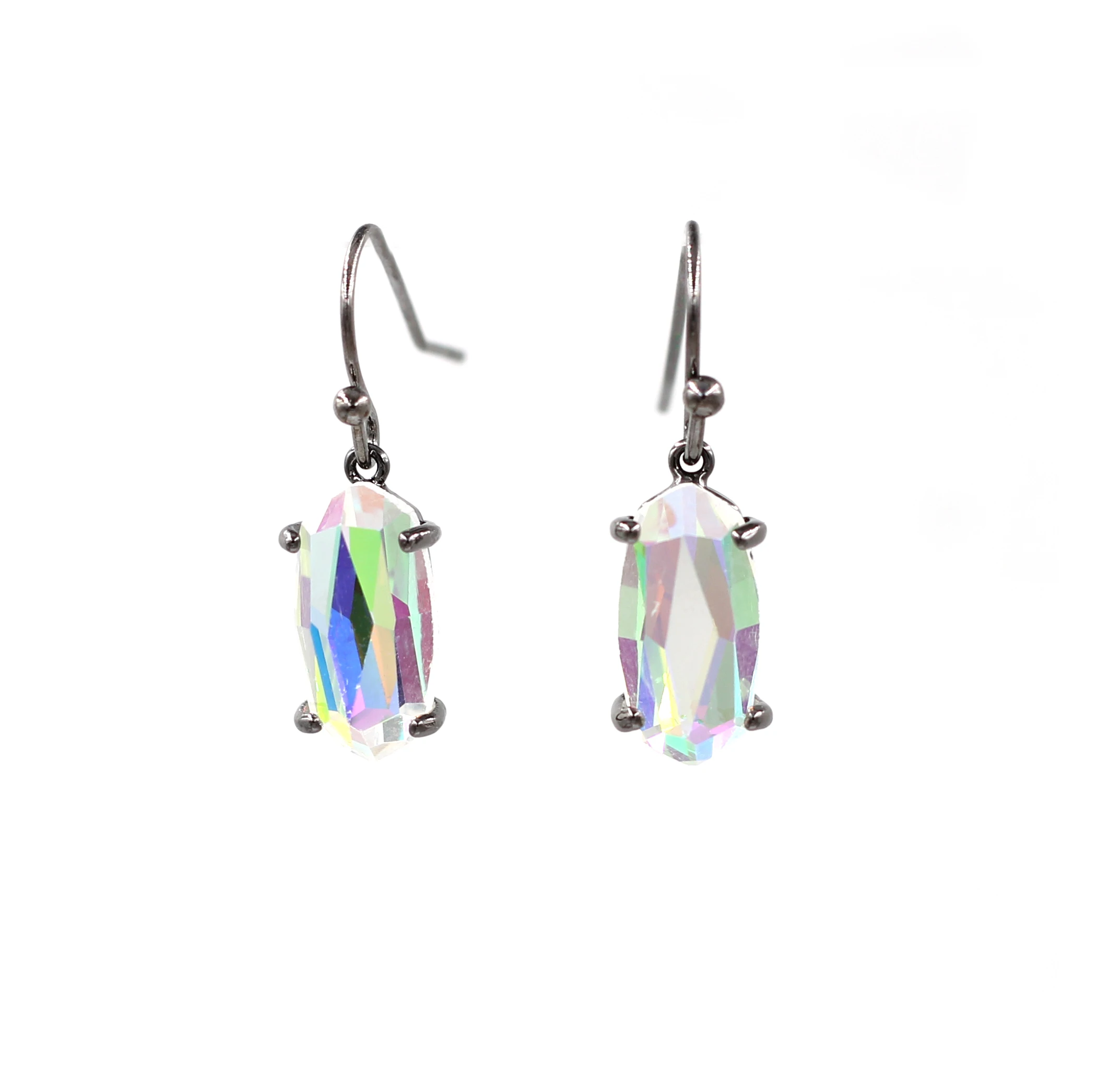black drop earrings Июня Новое поступление граненый Прозрачный кристаллический камень инкрустация небольшой овальный кулон ожерелье тренд для женщин AB переливающийся чокер - Окраска металла: black drop earrings