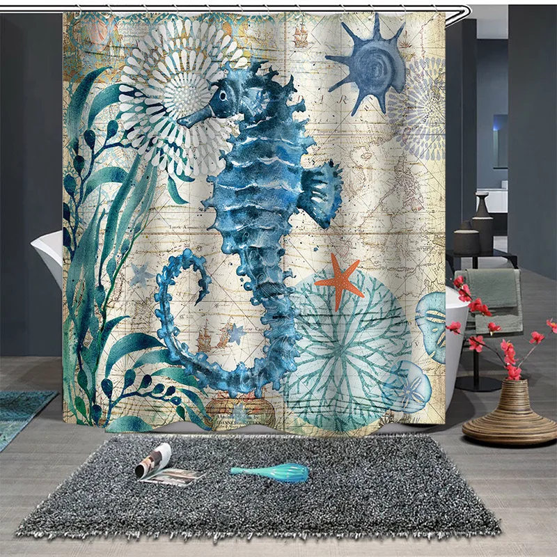 

Морской организм утолщенной Водонепроницаемый и плесени доказательство занавеска для ванной из полиэфира персонализированные Творческий...