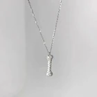 Ожерелье женское из серебра 925 пробы в виде кости собаки, нишевая цепочка длиной до ключиц с легким роскошным цирконием, вечерние аксессуары