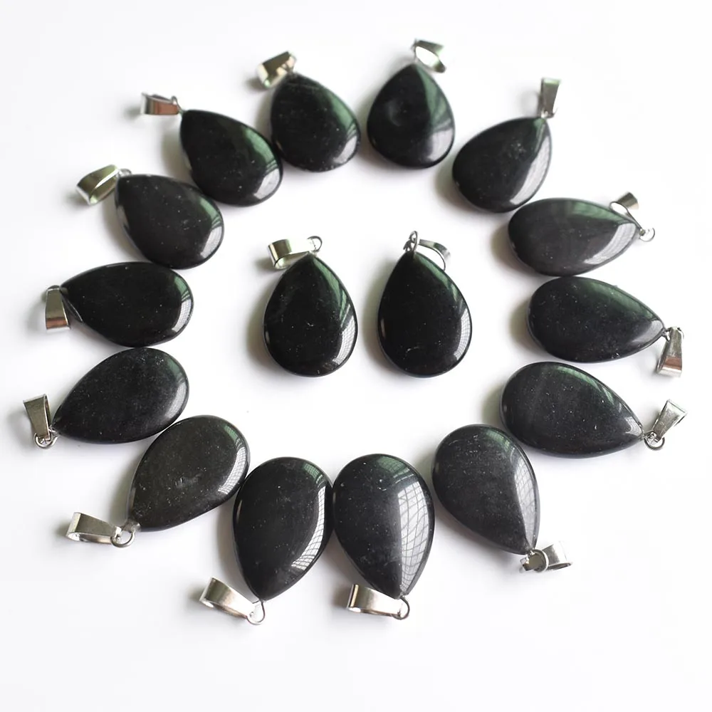 Модный хит продаж высокое качество натуральный обсидиан плоская Капля воды