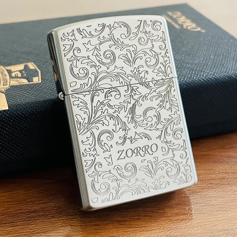 

New ZORRO Brass case Classic Old Silver brushed series Kerosene men's lighters