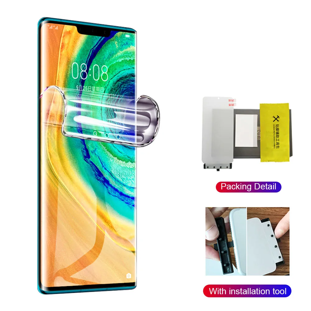 Полное покрытие Гидрогелевая пленка HD Прозрачная защитная для экрана HUAWEI MATE 20 PRO