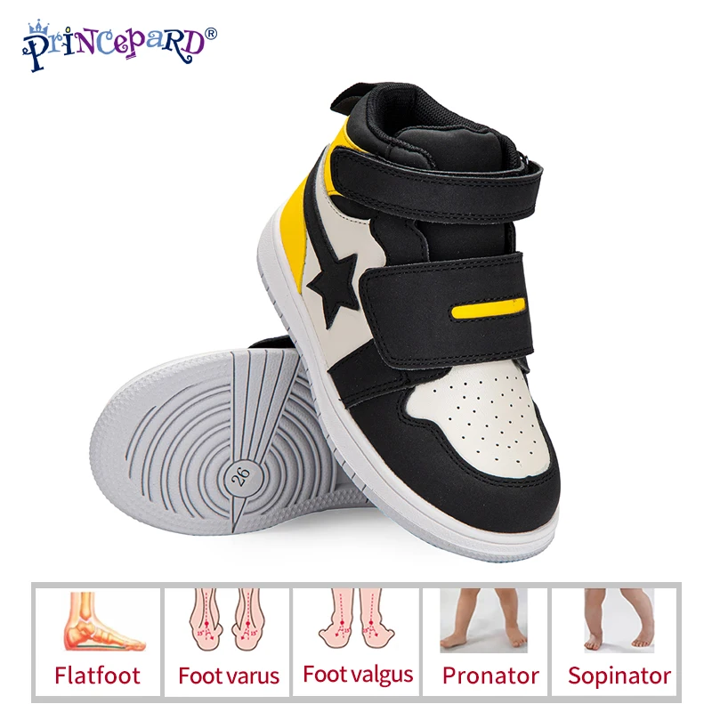Princepard Children's Orthopedic Antiskid Shoes Casual Sneaker with Arch Support  Leather Correcting Shoes Boys and Girls