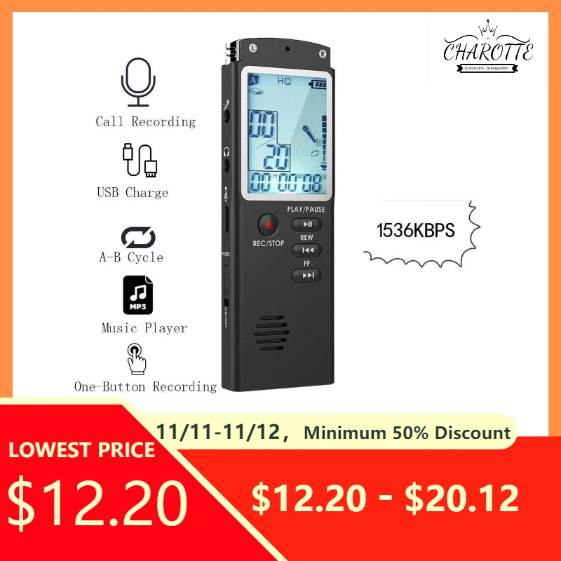 Портативный цифровой диктофон с голосовой активацией звукозаписывающий mp3-плеер