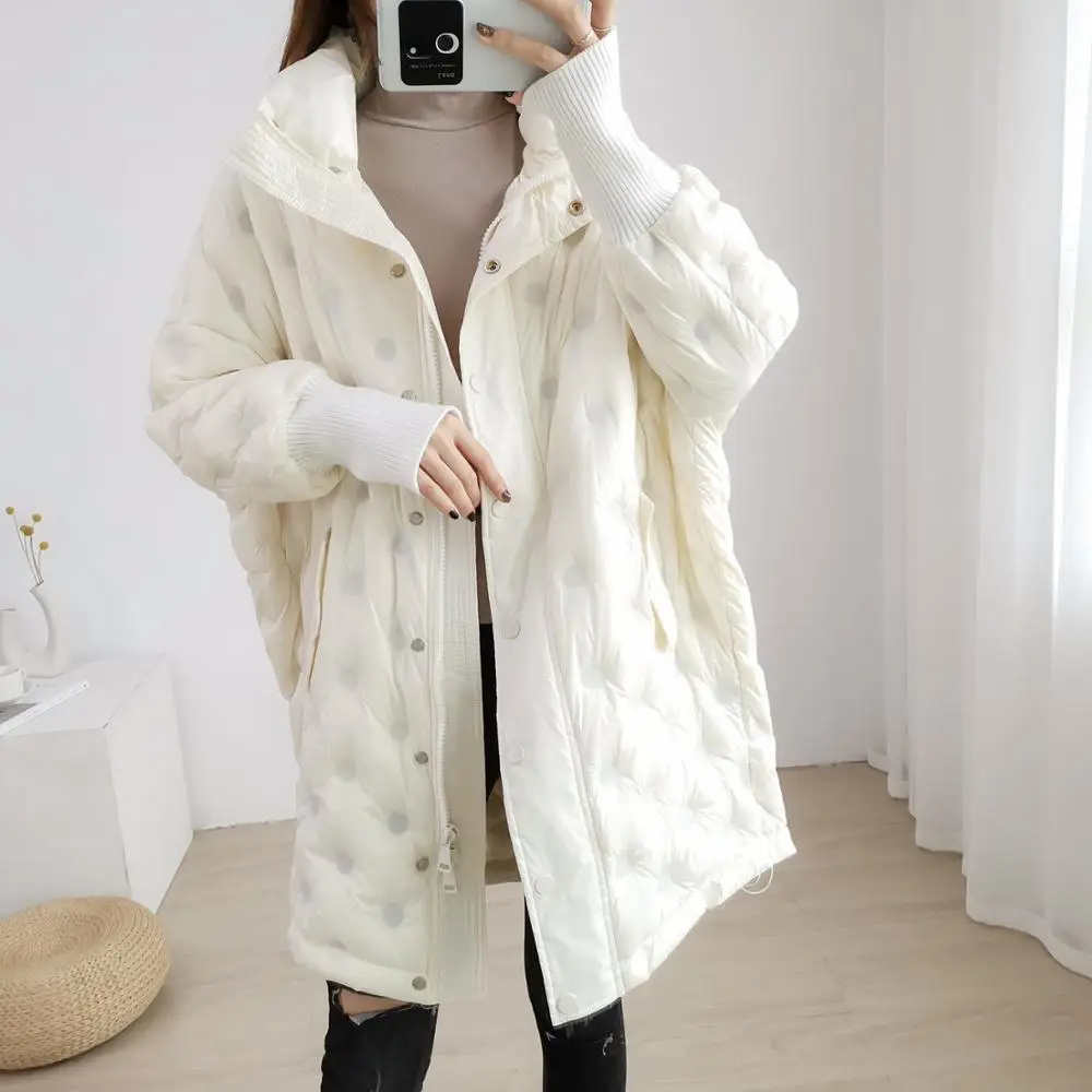2019 осенний и зимний белый пуховик женский длинный плюс размер женская Свободная