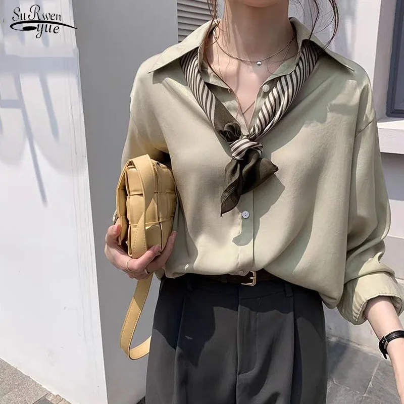 Blusas Mujer 2021 Весна размера плюс для женщин топы и блузка Однотонная рубашка с