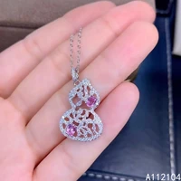 kjjeaxcmy fine jewelry 925 silver inlaid natural pink sapphire women fashion vintage gourd gem necklace pendant support detectio