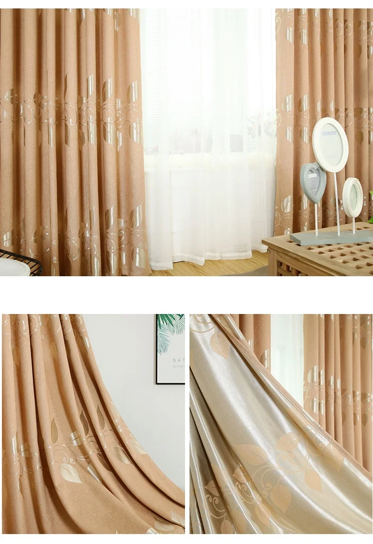 Curtains for Living Dining Room Bedroom Modern Simple Brief Silver Curtain Pure Color Knit Blackout Window Decoration Curtains