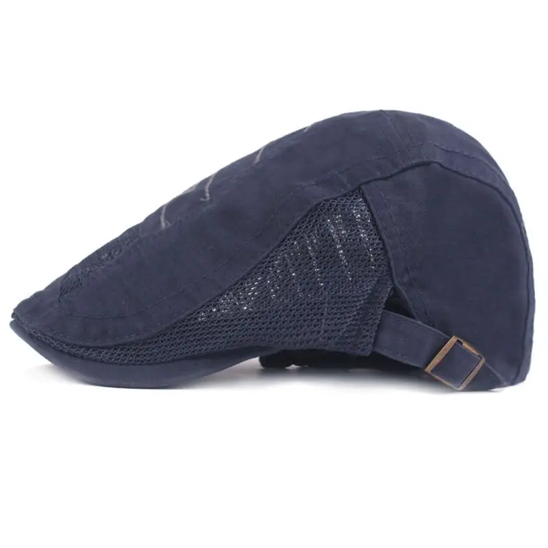 Мужская Унисекс дышащая сетчатая комбинированная плоская кепка берет с