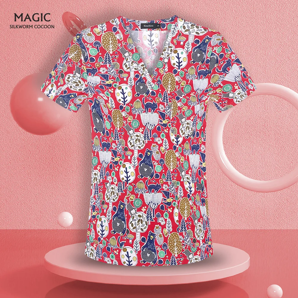 

Dental Clinic Supplies Nurse Women Uniforms Hospital Staff Scrubs Top Scrubs Lab Coat Nursing Uniform for Male Female Work Shirt