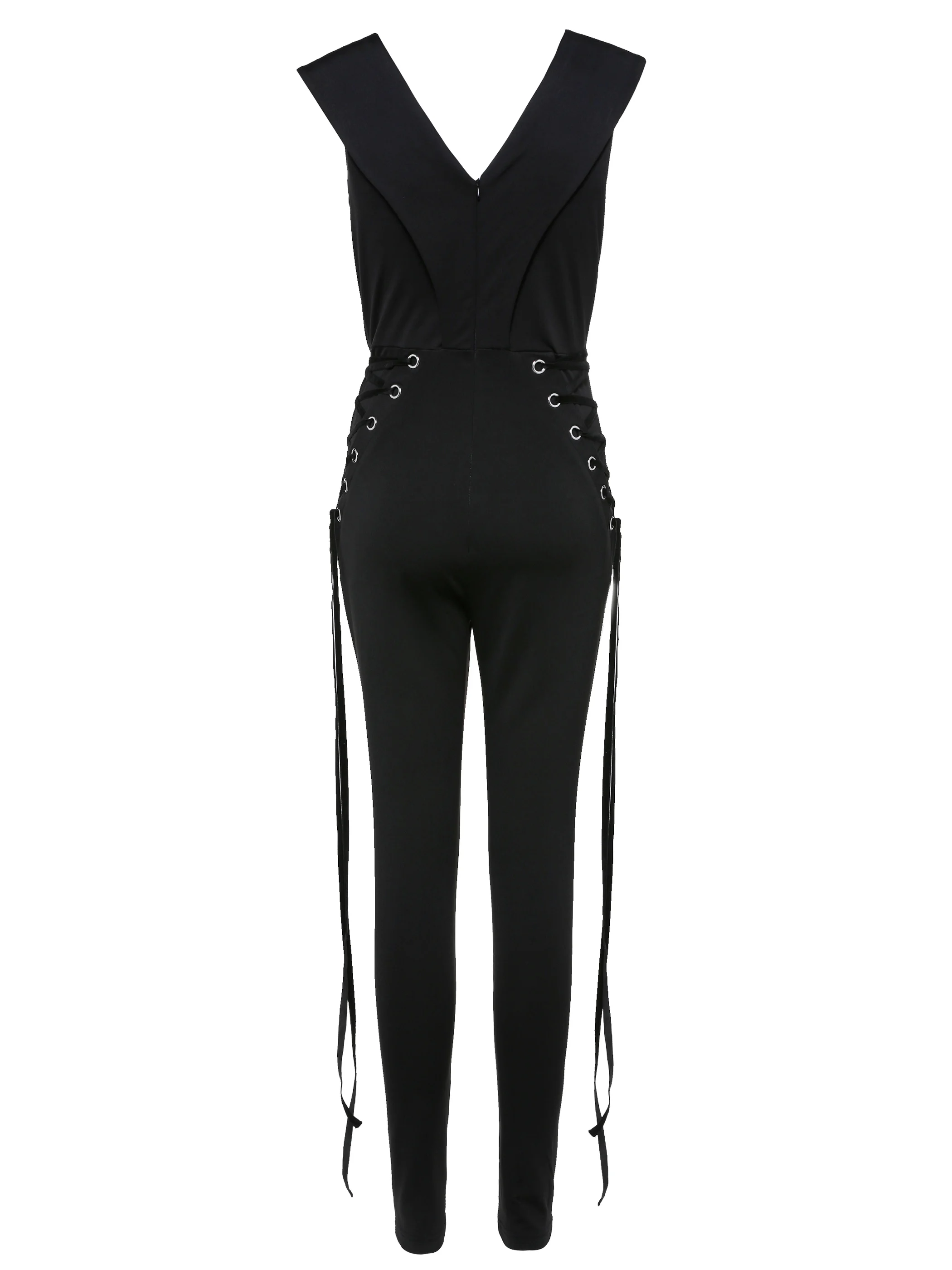 Rosetic Women Jumpsuits Black Gothic Lace Up Jumpsuit Female Sexy Women Casual Spring Jumpsuit 2020 Zipper Jumpsuit