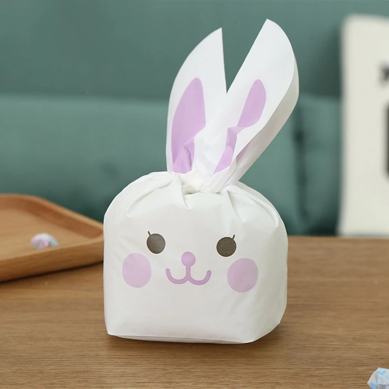 100pcs 13.5x22x6cm stereoscopic rabbit ear plastic packaging bag Cookie Gift Bags For Candy Biscuits Snack Baking Package | Дом и сад