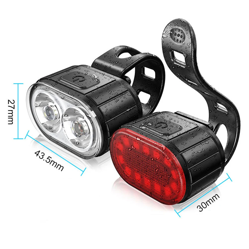 

2pcs Bike Light Set USB Rechargeable Waterproof LED MTB Bicycle Front Light Tail Lamp Cycling Flashlight Bike Accessories