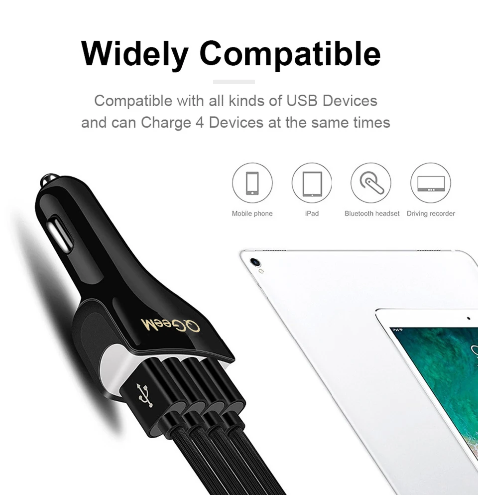 QGEEM быстрое 4 USB Автомобильное зарядное устройство Быстрая зарядка 3,0 Автомобильное зарядное устройство для телефона QC 3,0 USB Автоматическая зарядка 4 порта портативное зарядное устройство для Xiaomi iPhone