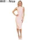 Летнее женское Бандажное вечерние WillBeNice, вечернее модное облегающее платье без рукавов с высоким воротником, платья, оптовая продажа 2019, платье-бандаж