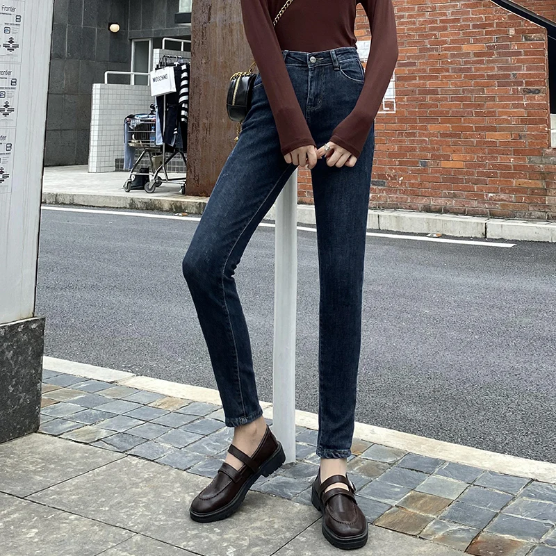 

High waist small feet jeans women spring autumn winter 2020 new slim stretch slim tight pencil pants