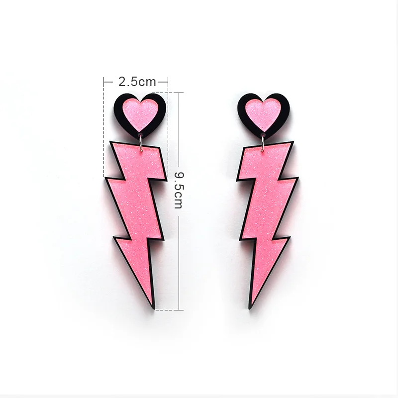 

Comiya Fashion arcylic pink lightning punk big geometry Dangle Earring Jewelry Brincos Accessories Earrings Orecchini bijoux