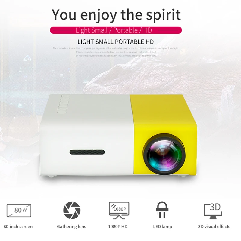 TEKLEAD YG300 светодиодный мини-проектор 480x27 2 пикселя поддержка 1080P HDMI USB аудио