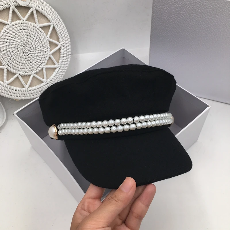 Женская Ретро Кепка с жемчужными буквами в стиле европейской и американской моды