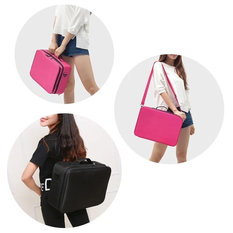 

2020 Professional Makeup Organizer Cosmetic Case Bolso Mujer Cosmetic Bag PU Large Capacity Storage Case Multilayer Suitcase New