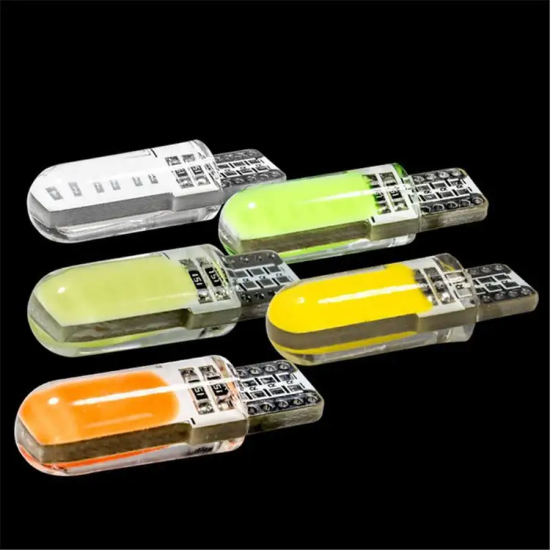 

T10 W5W COB LED Car Wedge Parking Light Turn Side Bulbs Instrument Lamp Auto License Plate Light White Red Yellow Blue Pink