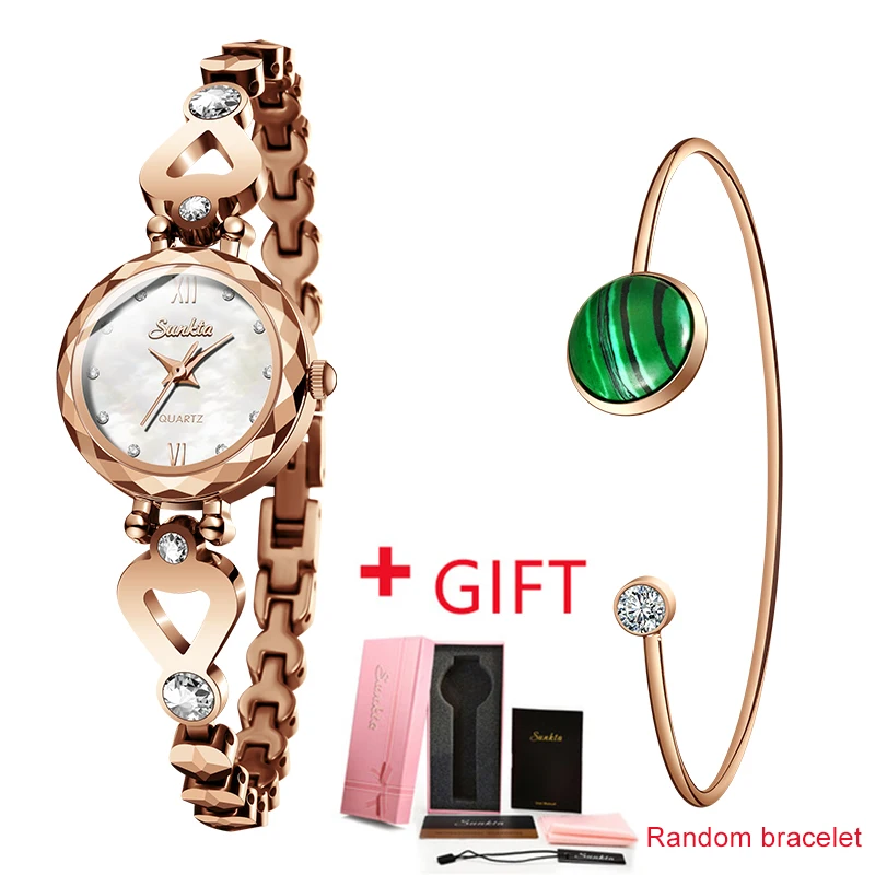 

SUNKTA Small Dial Watches For Women Elegant Rhinestone Bracelet Watch Ladies Diamond Dress Waterproof Quartz Wrist Watch Relogio