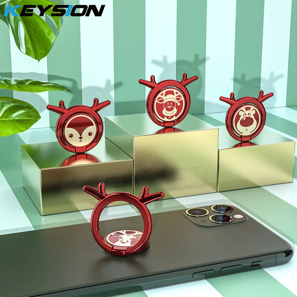 KEYSION Универсальный мобильный телефон с рождественским оленем 360 пальцев кольцо