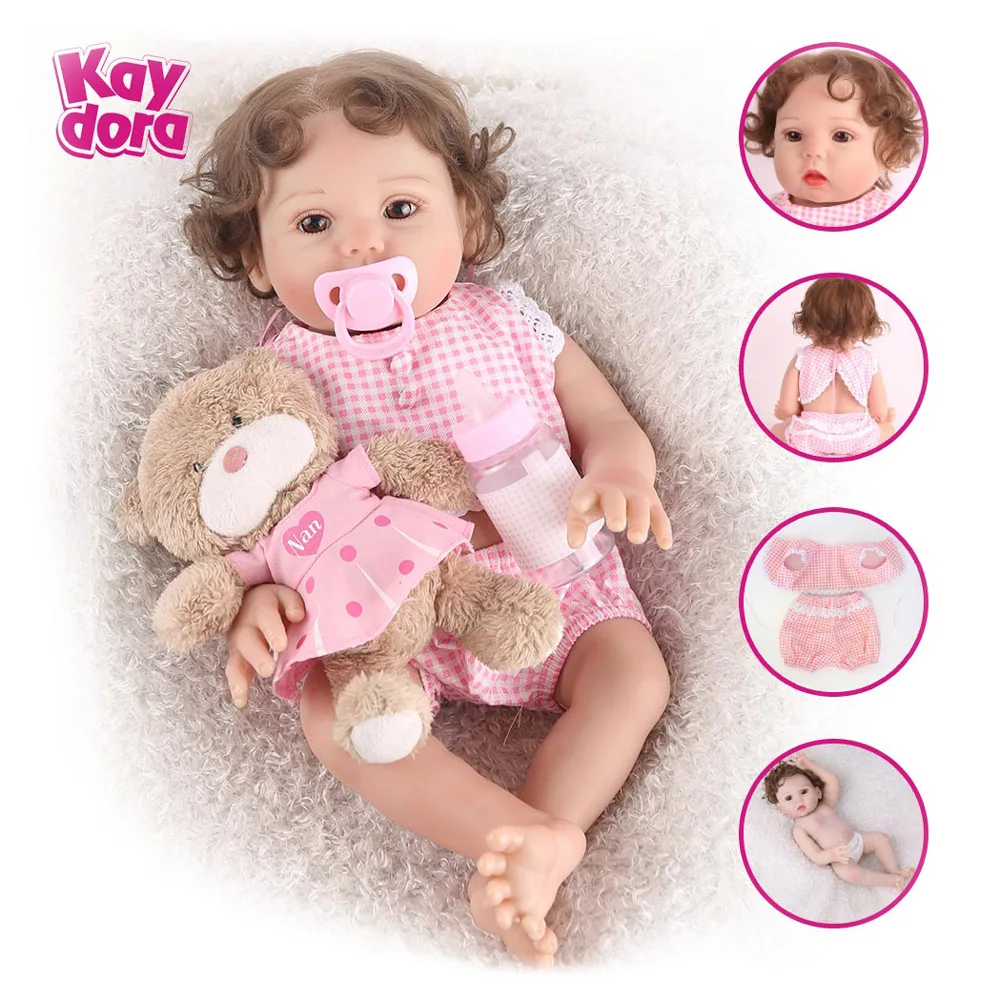 

KAYDORA Full Silicone Bebe Reborn Baby Girl Dolls 48cm Alive Boneca Bath Play Toys silicone inteiro Toddler Kids Surprise Gifts