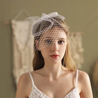 2021 blusher veils with comb big bow white black wedding headwear accessories