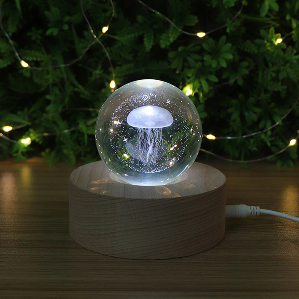 

Crystal Ball USB Powered Desktop Bedroom Ornament Table Bedside Artificial Jellyfish LED Night Light Dormitory Brithday Gift
