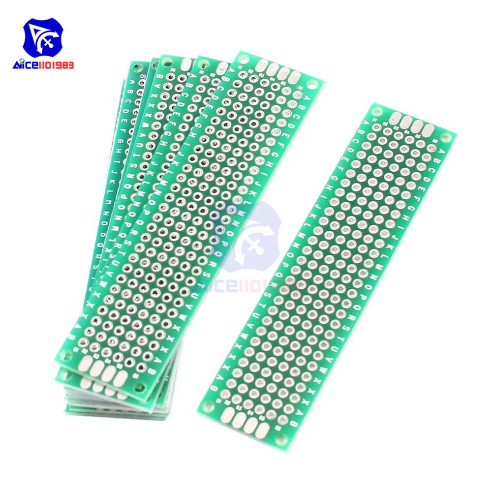 Diymore 10 шт./лот FR4 стекловолокно DIY двухсторонний прототип доска 2x8 см Двусторонняя универсальная печатная плата