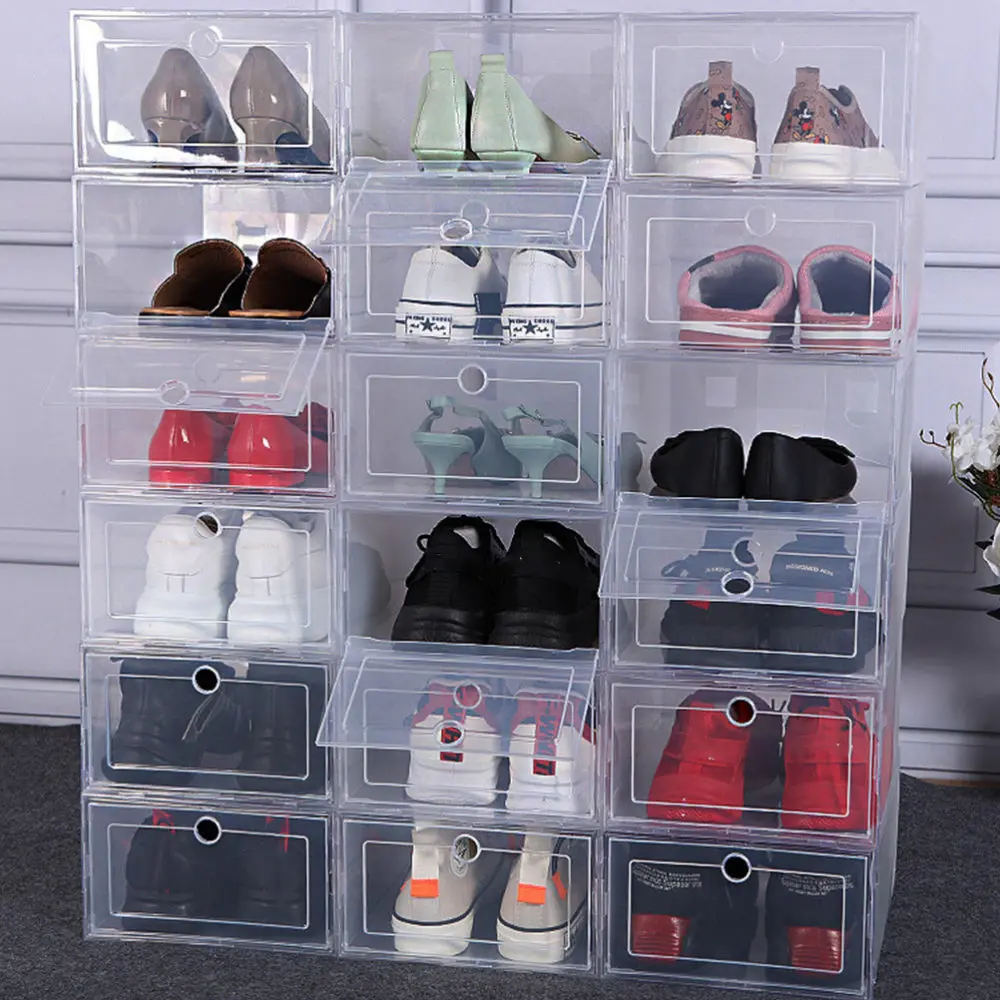 

6Pcs Simple Style Shoes Case General Home Shoes Storage Container (Transparent)