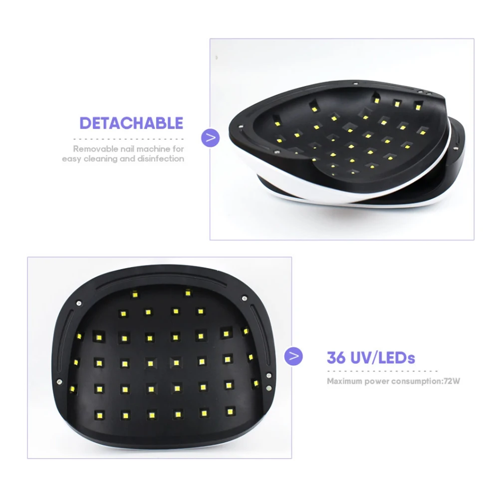 Светодиодный УФ светильник для ногтей 72 Вт с двумя ручными лампами 36