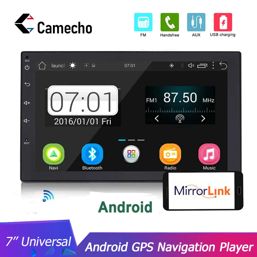 Camecho 2 Din автомобильное радио gps навигация Авторадио " Android Wifi gps Bluetooth DVR автомобильный аудио плеер USB Mirrorlink стерео камера