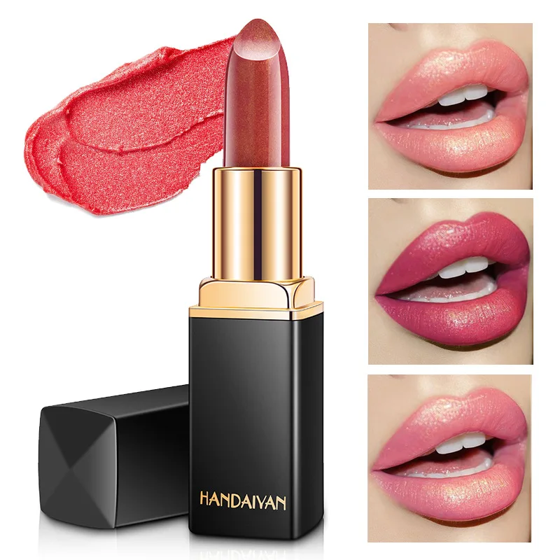 

HANDAIYAN Makeup Mermaid Shiny Metallic Pearlescent Color Change Moisturizing Brightening Lipstick Gilt