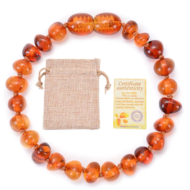 

Baltic Sea Natural Amber Baby Bracelet Children Teething DIY Irregular 15cm Bracelet Jewelry Healthy Environmentally Material